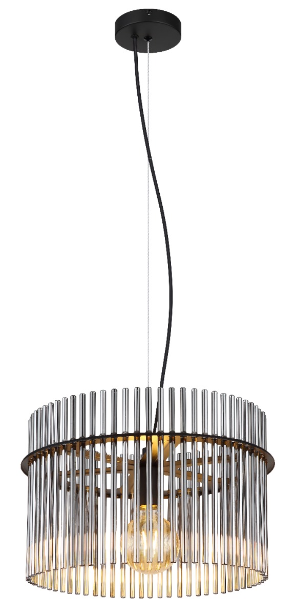 Suspension métal noir mat / verre fumé 1x max60W/E27/230V IP20 GORLEY 15698H Globo Lighting