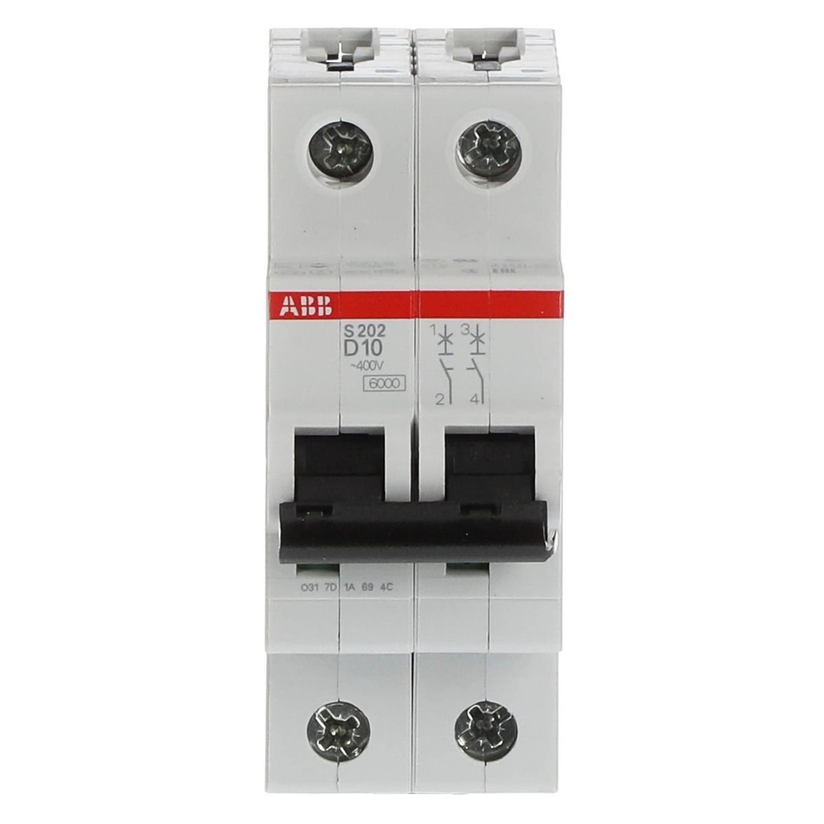 Disjoncteur 6kA - courbe D - bipolaire 2P/10A S202-D10 ABB-Vynckier