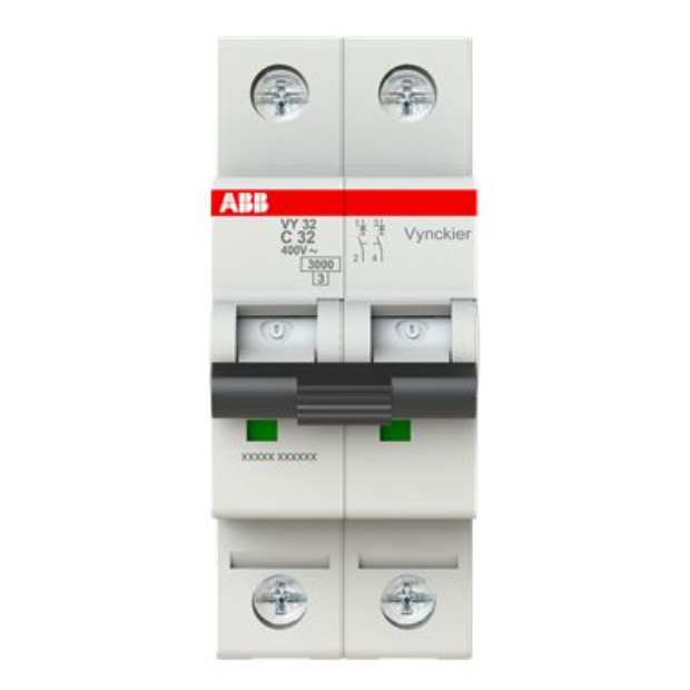 Disjoncteur 3kA - courbe C - bipolaire 2P/32A VY32C32 ABB-Vynckier