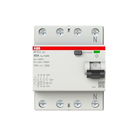 Interrupteur différentiel type A tétrapolaire 4P/ 40A -  30mA VYA440/030PN ABB-Vynckier