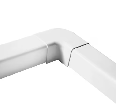Coude plat de goulotte blanc pur pour climatisation et électricité L=80xH=60mm 050702-004018 Artiplastic
