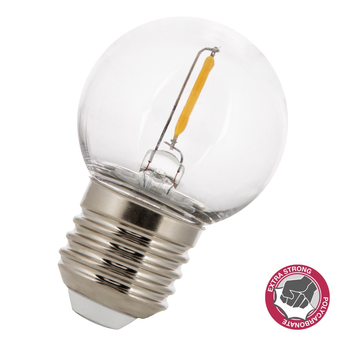 Lampe Led filament safe sphérique G45 9 1W/Ø45/2700K/230V/E27/10000h/80lm blanc chaud Bailey