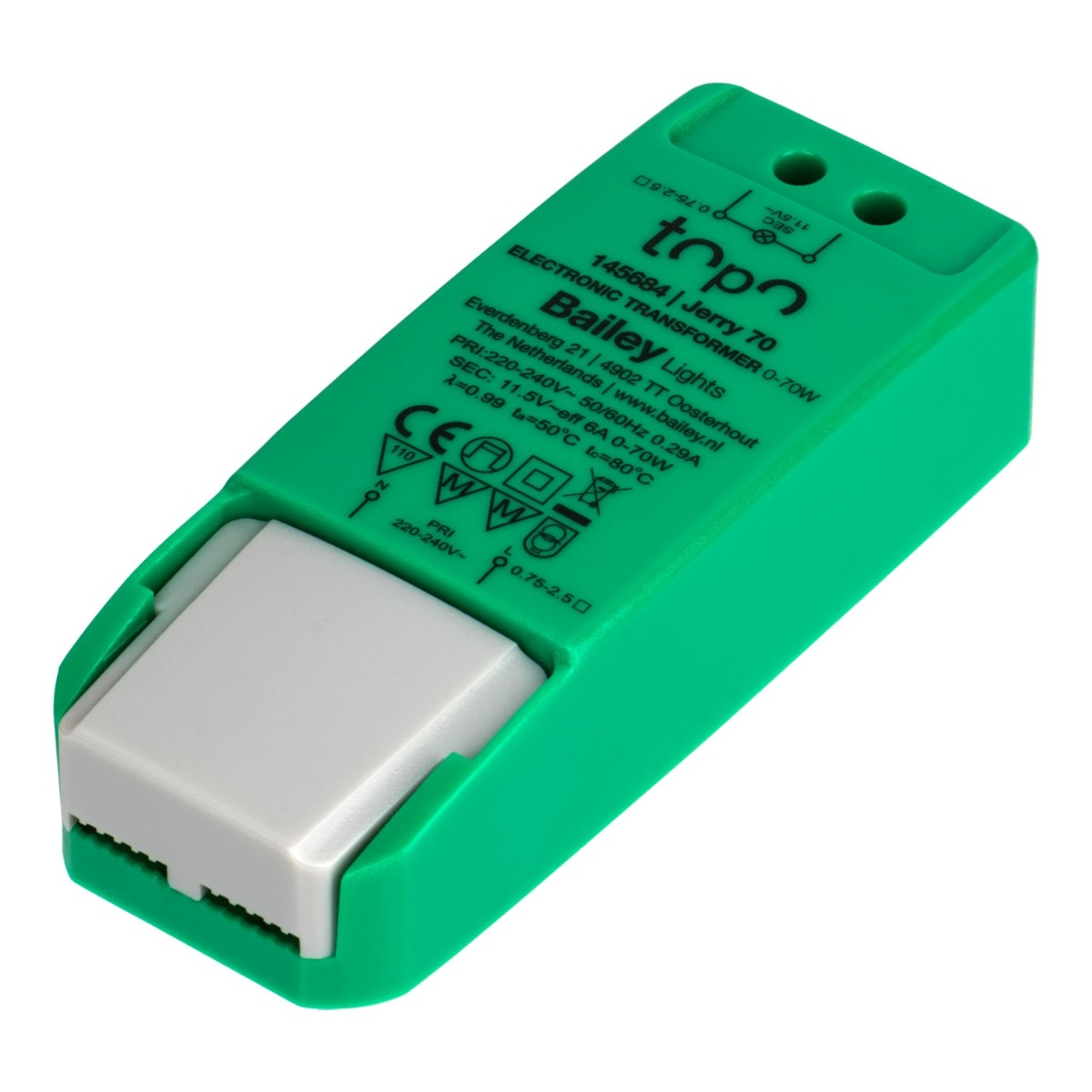 Transformateur électronique à bornes 230V/12V 0-75W (halo) 0-45W (led) dimmable 145684 Topo Jerry 70 Bailey