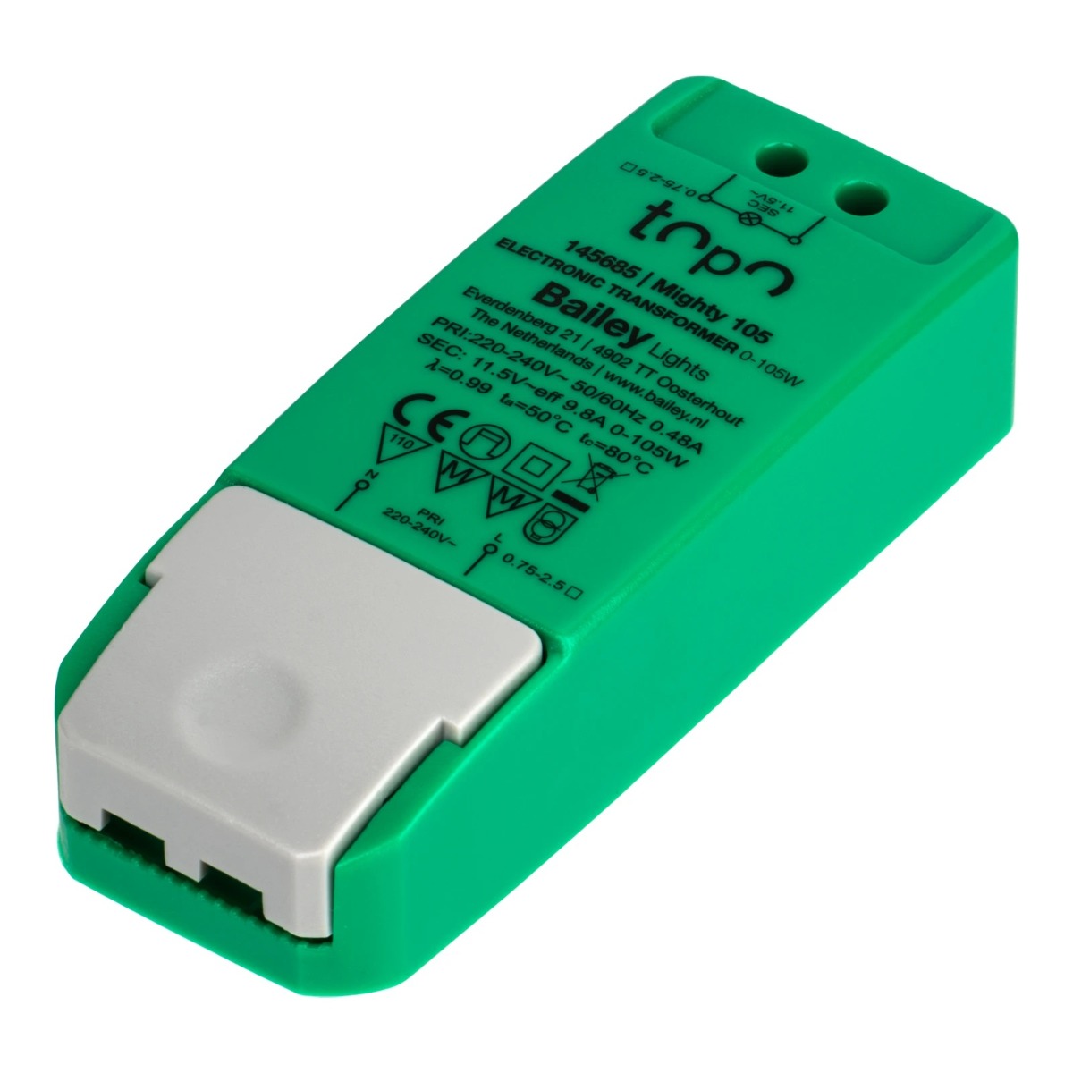 Transformateur électronique à bornes 230V/12V 0-105W (halo) 0-70W (led) dimmable 145685 Topo Mighty 105 Bailey