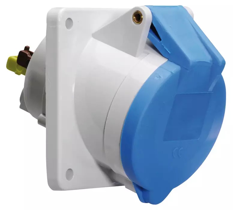 Socle de prise de courant encastré incliné CE bleu 32A/230V 3P+T IP44 Quick-Connect 12763 Bals