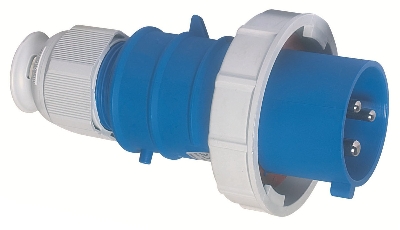 Fiche mâle CE bleue 16A/230V 2P+T IP67 Quick-Connect 21238 Bals