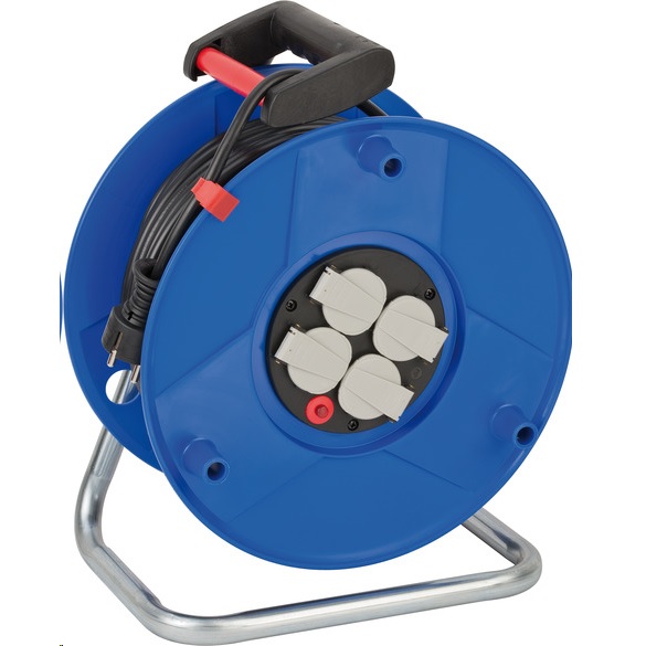 Enrouleur de câble 50 mètres vinyle 3G1.5mm² 4 prises 2P+T avec sécurité et volet 16A/230V Garant Brennenstuhl