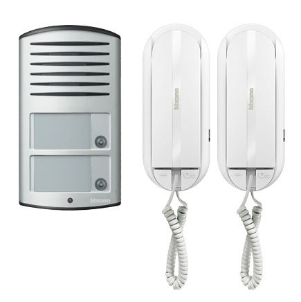 Kit parlophone 2 fils poste de rue apparent Linea 2000 2 boutons + 2 Postes intérieurs Sprint L2 Bticino