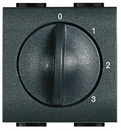 Commande de ventilation 4 positions (0-1-2-3) 3A/250V 2 modules touche anthracite Living Light Bticino