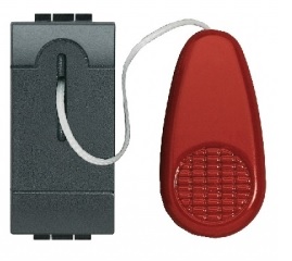 Bouton-poussoir à tirage 1NO 10A/250V 1 module touche anthracite Living Light Bticino