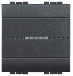 Interrupteur inverseur 16A/250V 2 modules touche anthracite axiale Living Light Bticino