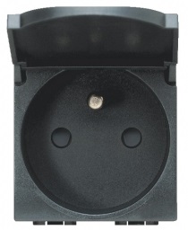 Prise de courant 2P+T bornes à vis + volet anthracite Living Light  Bticino