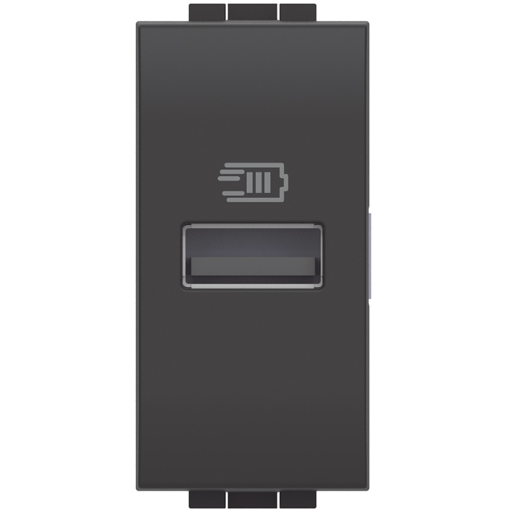 Prise d'alimentation USB simple type A 15W 1 module anthracite L4191A Living Light Bticino