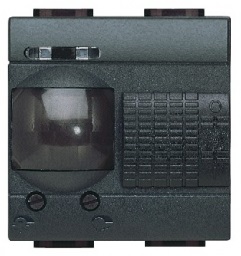 Détecteur de mouvement IR 6A/250V avec interrupteur 0-A-I  2 modules anthracite Living Light Bticino