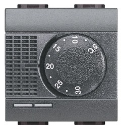 Thermostat électronique 1NO/NC - 2A/250V 2 modules anthracite Living Light BTicino 