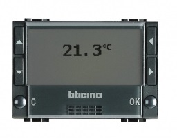 Thermostat électronique programmable 1NO/NC - 3A/250V 4 modules anthracite Living Light BTicino 