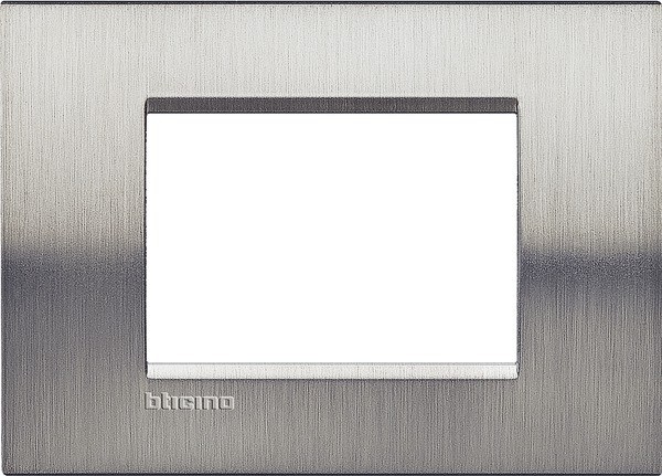 Plaque de recouvrement 3 modules acier brossé Living Light Bticino