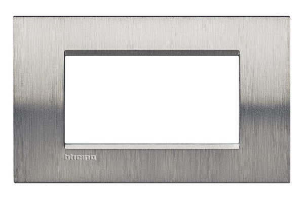 Plaque de recouvrement 4 modules acier brossé Living Light Bticino