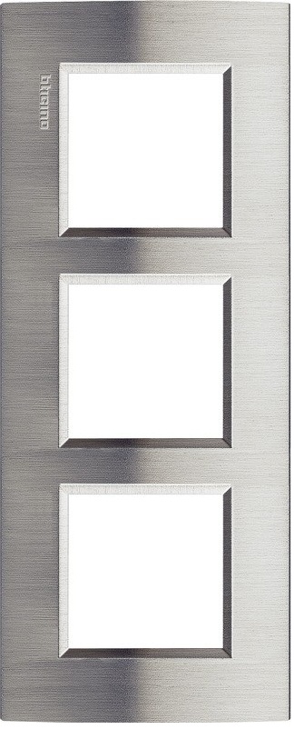 Plaque de recouvrement 3x2 modules entraxe 57mm acier brossé Living Light Bticino