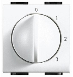 Commande de ventilation 4 positions (0-1-2-3) 3A/250V 2 modules blanc Living Light Bticino