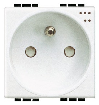 Prise de courant 2P+T bornes à vis + témoin blanche Living Light  Bticino