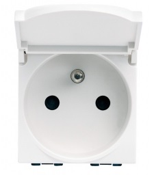 Prise de courant 2P+T bornes à vis + volet blanche Living Light  Bticino