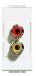 Prise RCA double jaune & rouge à souder 1 module blanc Living Light Bticino