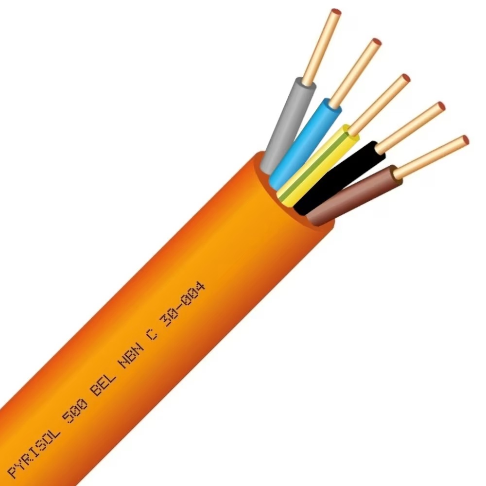 Câble résistant au feu orange Pyrisol 500 F2 (RF 1h30 - F2 - FR2) 300V/500V 5G1.5² LSOH (sans halogène)