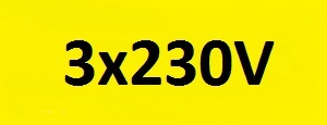 Rectangle autocollant jaune 3x230V (tension) 115x30mm