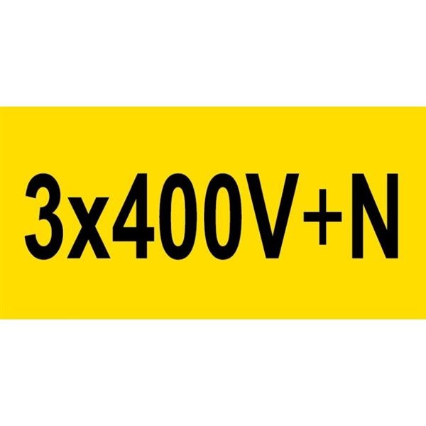 Rectangle autocollant jaune 3x400V+N (tension) 74x37mm