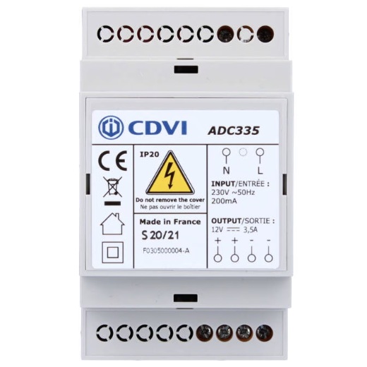 Alimentation régulée 12VDC/3.5A ADC335 CDVI