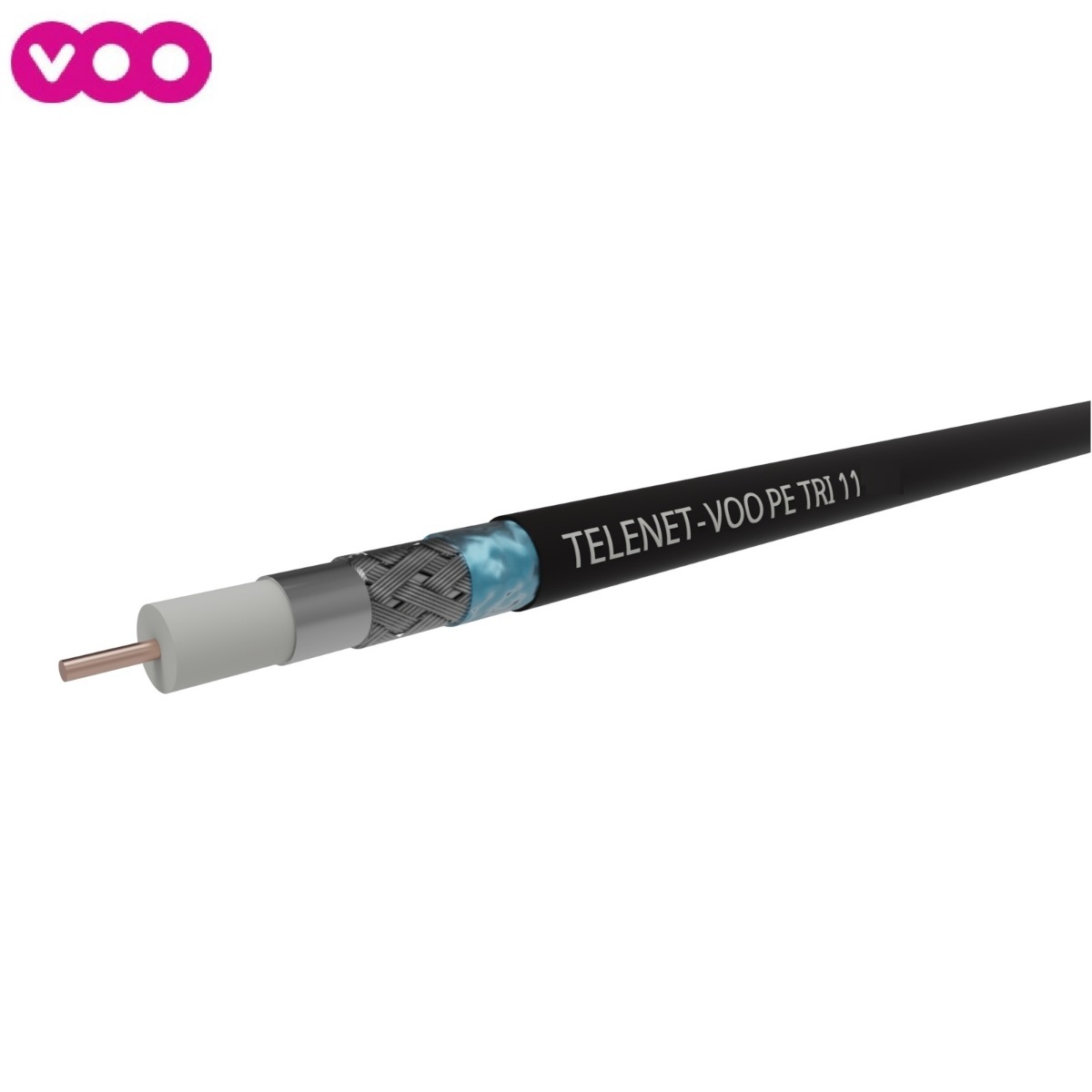 Câble coaxial usage intérieur Ø11mm (max 50m) RG11U Cca LSOH (sans halogène) agréé Voo & Telenet