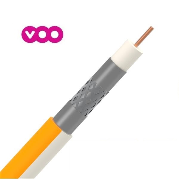 Câble coaxial pour usage intérieur blanc Ø7mm Cca RG6U agréé Voo & Telenet