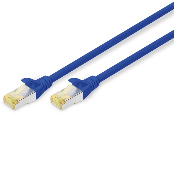 Cordon de brassage 2xRJ45 S-FTP Cat.6A  PVC  0.25m bleu LSOH (sans halogène)