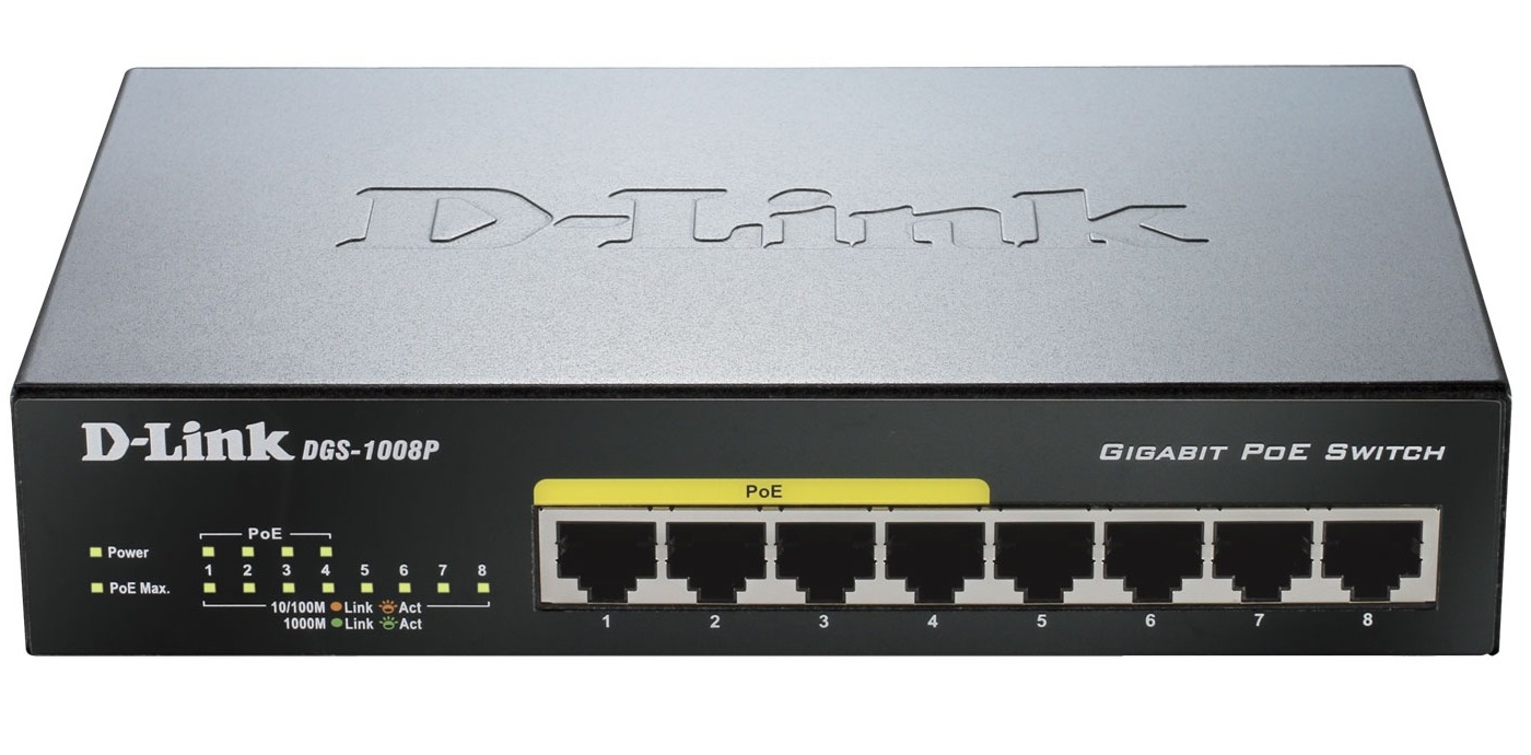 Gigabit switch 8 ports avec 4 ports PoE 10/100/1000 Mbps DGS-1008P D-Link