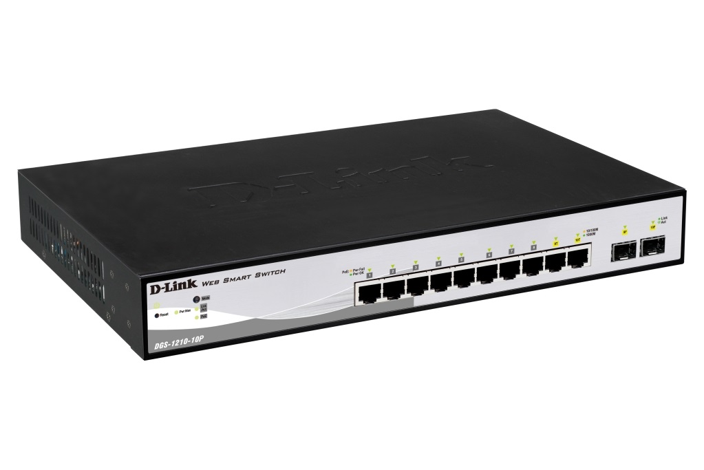Gigabit switch 10 ports avec 8 ports PoE 10/100/1000 Mbps  DGS-1210-10P D-Link