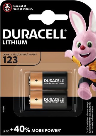Pile cylindrique Lithium Long Live Guaranteed 3V 123 CR17345 Duracell (Blister 2)