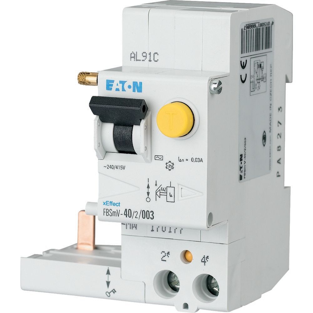 Bloc différentiel pour disjoncteur FAZ bipolaire 2P/40A -  30mA type A FBSMV-40/2/003-A Eaton