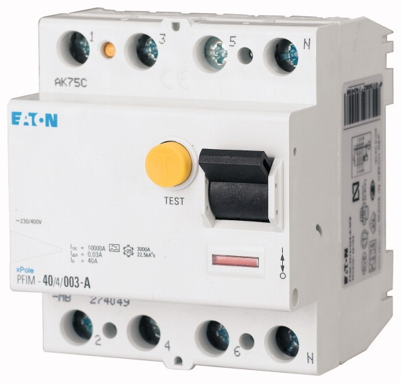 Interrupteur différentiel type A tétrapolaire 4P/ 63A - 300mA Eaton