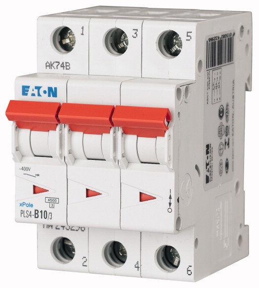 Disjoncteur 4.5kA - courbe C - tripolaire 3P/10A Eaton