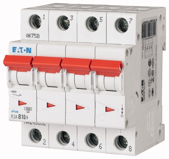 Disjoncteur 4.5kA - courbe C - tétrapolaire 4P/10A Eaton