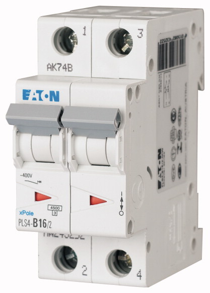 Disjoncteur 4.5kA - courbe C - bipolaire 2P/16A Eaton
