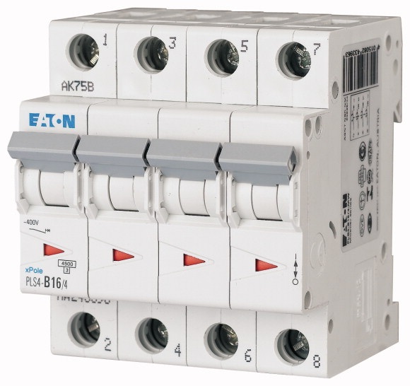 Disjoncteur 4.5kA - courbe C - tétrapolaire 4P/16A Eaton