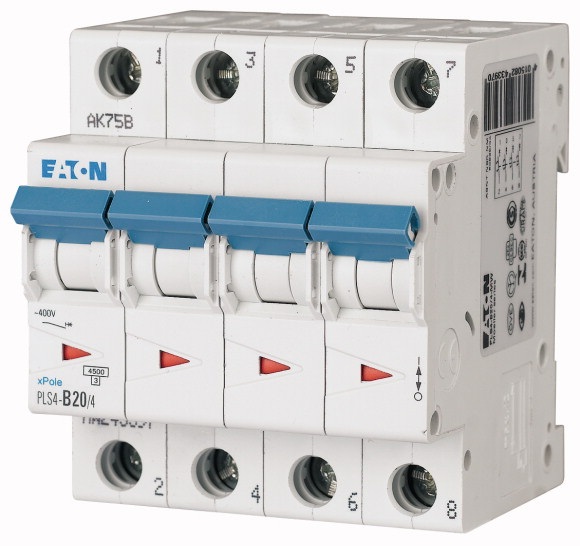 Disjoncteur 4.5kA - courbe C - tétrapolaire 4P/20A Eaton