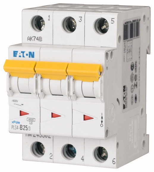 Disjoncteur 4.5kA - courbe C - tripolaire 3P/25A Eaton