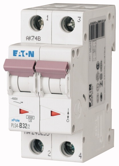 Disjoncteur 4.5kA - courbe C - bipolaire 2P/32A Eaton