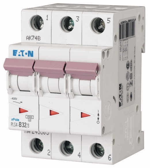 Disjoncteur 4.5kA - courbe C - tripolaire 3P/32A Eaton