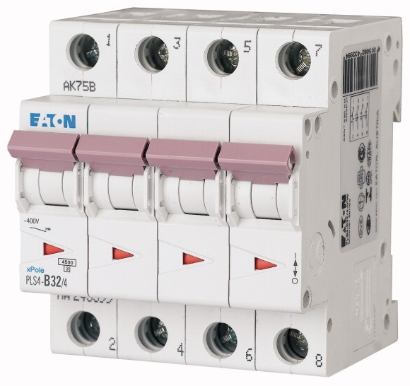 Disjoncteur 4.5kA - courbe C - tétrapolaire 4P/32A Eaton