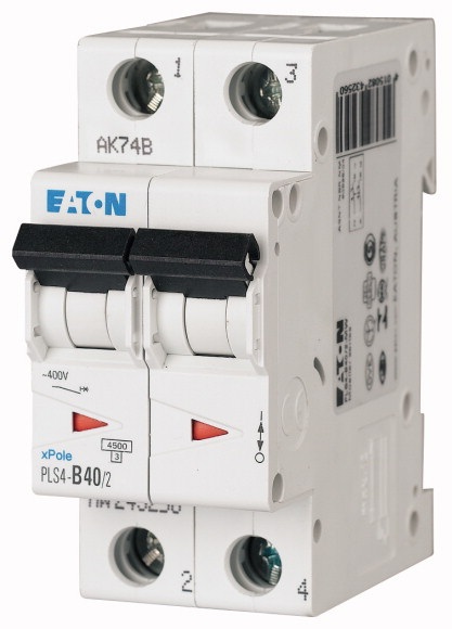 Disjoncteur 4.5kA - courbe C - bipolaire 2P/40A Eaton