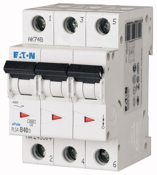 Disjoncteur 4.5kA - courbe C - tripolaire 3P/40A Eaton